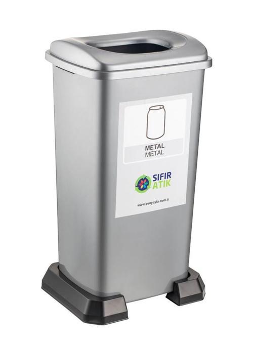 SY-4398 Sıfır Atık Metal Geri Dönüşüm Çöp Kutusu 70 lt Gri