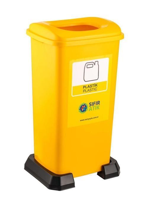 SY-4398 Sıfır Atık Plastik Geri Dönüşüm Çöp Kutusu 70 lt Sarı