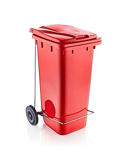 SY-6507 Pedallı Tekerlekli Kapaklı Plastik Çöp Konteyneri 120 lt
