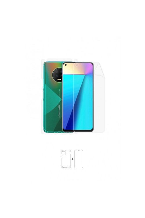 Infinix Note 7 360 ° Full Body Ekran Koruyucu Kaplama Ön Arka Yan Darbe Emici Poliüretan Film