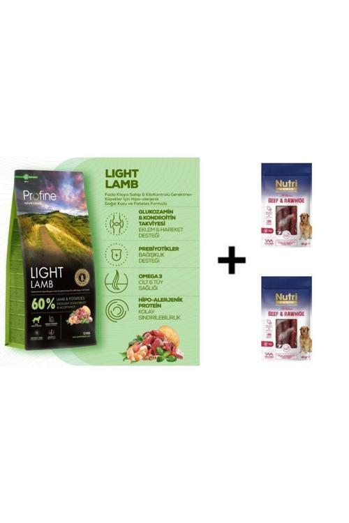 Light Glutensiz Kuzulu Köpek Maması 12 Kg + 2 Adet Nutri Canin Rawhide Dana Eti Sarılı Kemik
