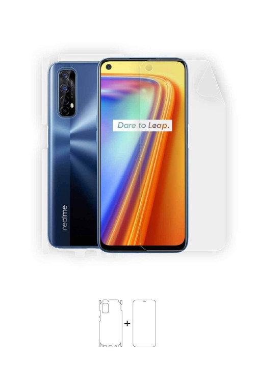 Realme 7 360 ° Full Body Ekran Koruyucu Kaplama Ön Arka Yan Darbe Emici Poliüretan Film