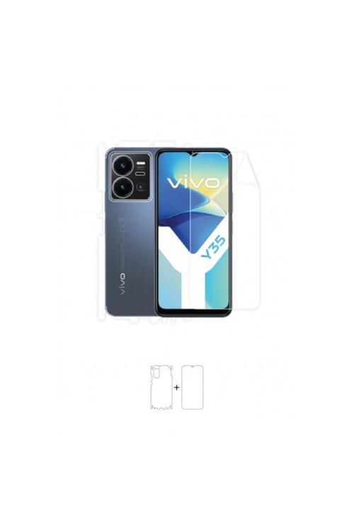 Vivo Y35 360 ° Full Body Ekran Koruyucu Kaplama Ön Arka Yan Darbe Emici Poliüretan Film