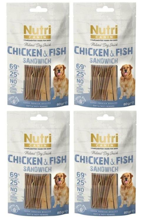 Nutri Canın Chicken Fish 4 Adet Tavuk Balık Köpek Ödülü 80 Gr