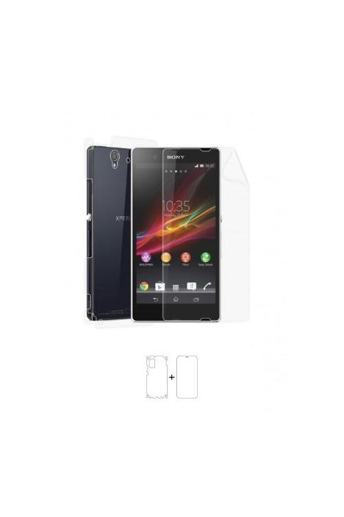 Sony Xperia Z 360 ° Full Body Ekran Koruyucu Kaplama Ön Arka Yan Darbe Emici Poliüretan Film