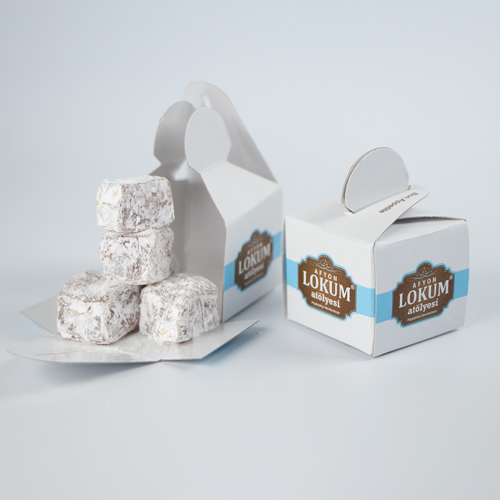 Duble Kavrulmuş Antep Fıstıklı Mini Lokum (Pudra Şekeri Kaplı) 250g (10 Adet Tekli Kutu İçerisinde)