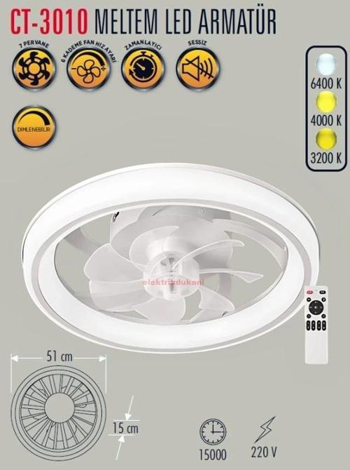 Meltem 70w Led Aydınlatmalı Kumandalı Tavan Vantilatörü