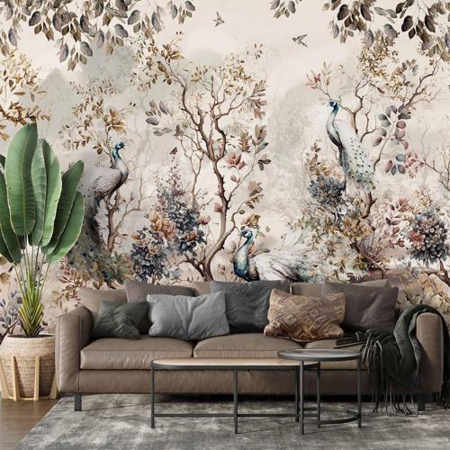 3 Boyutlu Altın Panel Altın Çiçek Duvar Kağıdı