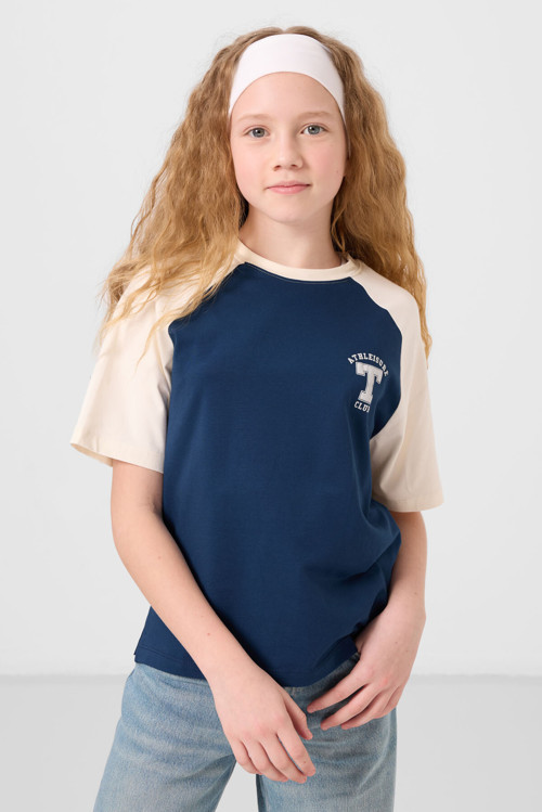 Parlament O Yaka Pamuklu Baskılı Oversize Fit Kız Çocuk T-Shirt - 75179