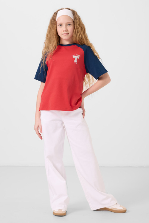 Fiesta O Yaka Pamuklu Baskılı Oversize Fit Kız Çocuk T-Shirt - 75179
