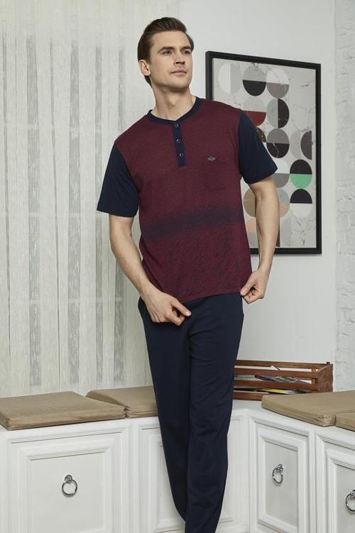 7615 Erkek Midi Yaka 3'lü Pijama Takımı