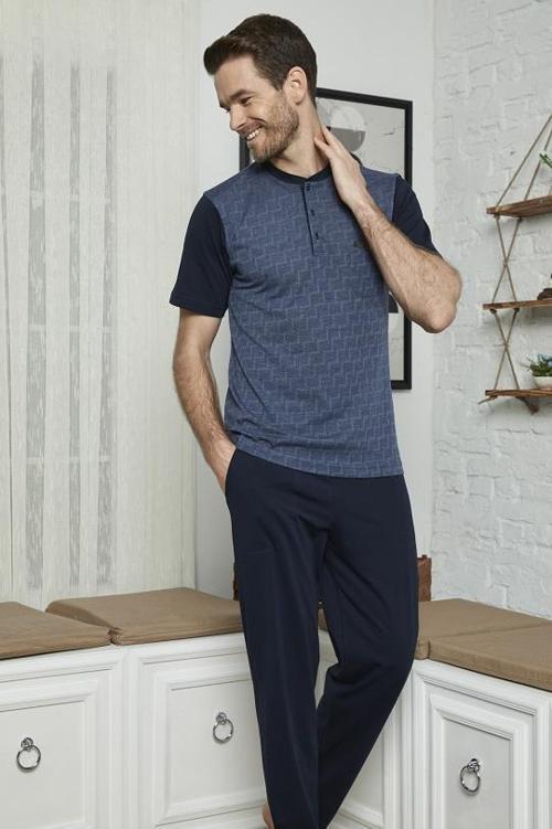 7613 Erkek Midi Yaka 3'lü Pijama Takımı