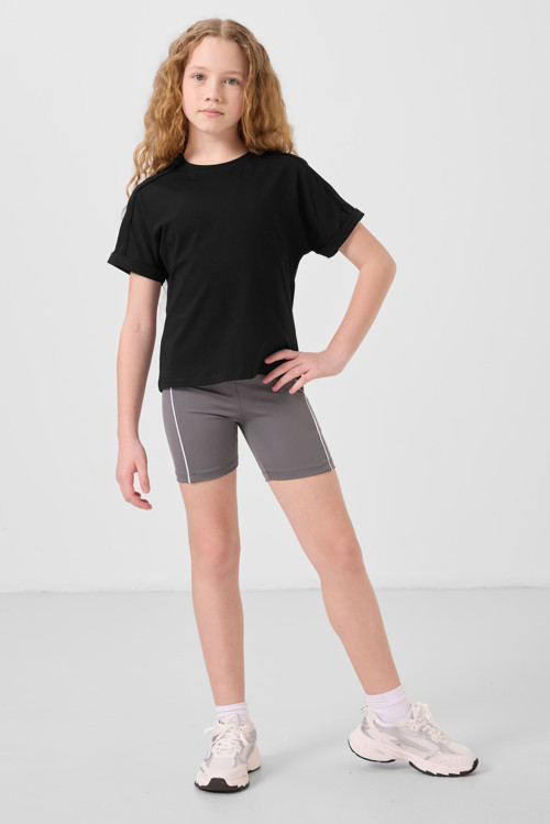 Koyu Gri Esnek Standart Fit Basic Performans Kız Çocuk Tayt - 75189