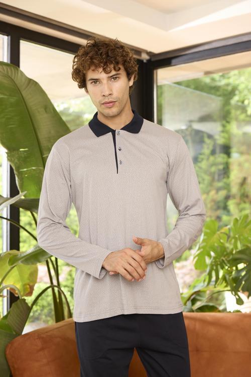 9272 Erkek Polo Yaka Uzun Kollu Pijama Takımı