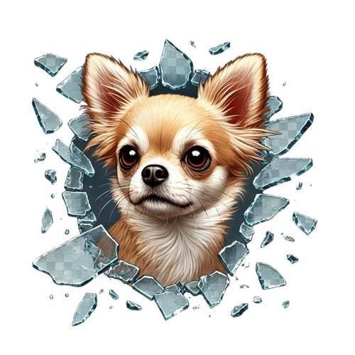 Büro Ev Ofis Arabası için 10x10CM Tekli Araç Dışı Chiuahua Oto Cam Stickerı