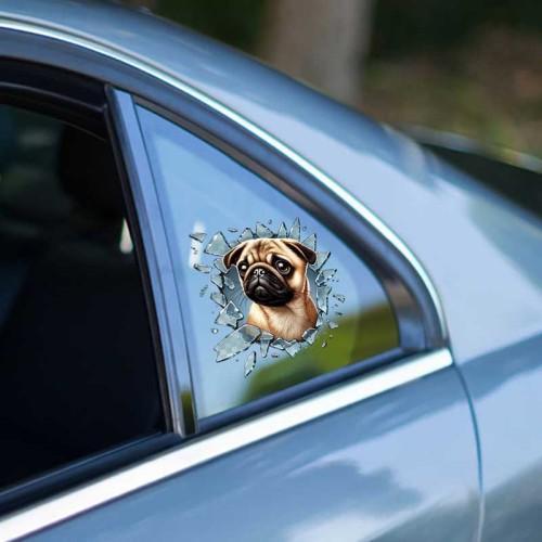 Büro Ev Ofis Arabası için 10x10CM Tekli Araç Dışı French Bulldog Oto Cam Stickerı