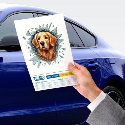 Büro Ev Ofis Arabası için 10x10CM Tekli Araç Dışı Golden Dog Oto Cam Stickerı