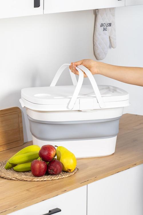 07-1304 Katlanır Piknik Sepeti Masalı 21 L Beyaz
