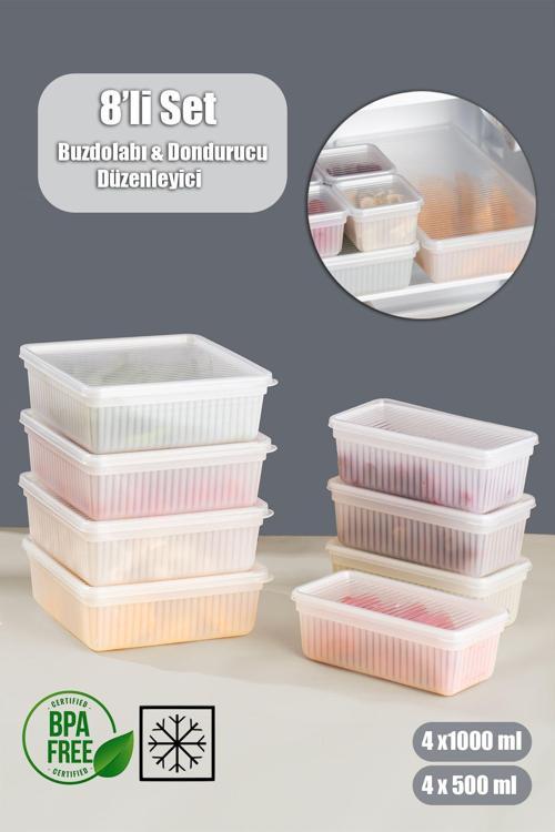 2011 8'li Buzluk Buzdolabı Düzenleyici Saklama Kabı Beyaz