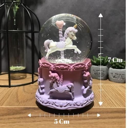 Dekoratif Mini Işıklı Kar Küresi Unicorn (7cmx5cm)