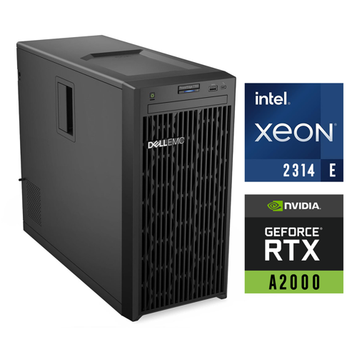 PowerEdge T150 Intel Xeon E-2314 24GB 1TB HDD 12 GB RTXA2000 Fdos Server PET150SPL2 042
