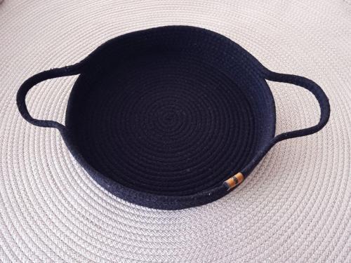 DEKORATİF TEPSİ SEPET ÖRME DÜZENLEYİCİ ORGANİZER 28CM SİYAH BANYO MUTFAK