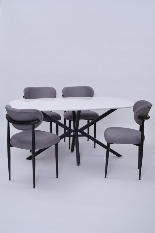Çapraz Polo Demir High Gloss Yemek Masa Sandalye Takımı 90x160