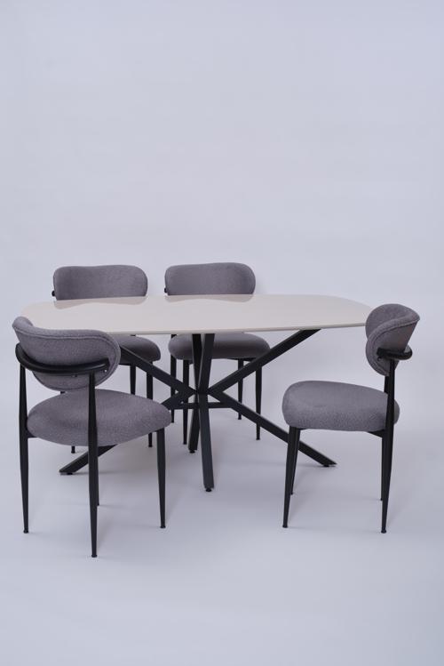 Çapraz Polo Demir High Gloss Yemek Masa Sandalye Takımı 90x160