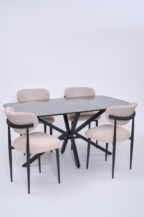 Çapraz Polo Demir High Gloss Yemek Masa Sandalye Takımı 90x160