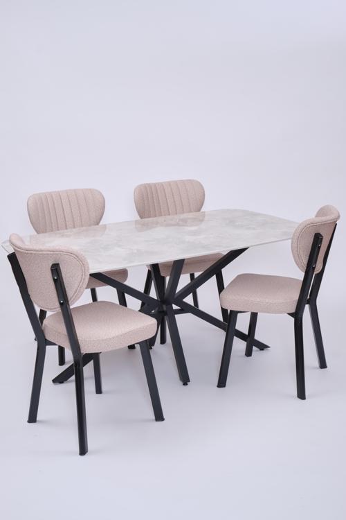 Çapraz Star Demir High Gloss Yemek Masa Sandalye Takımı 90x160