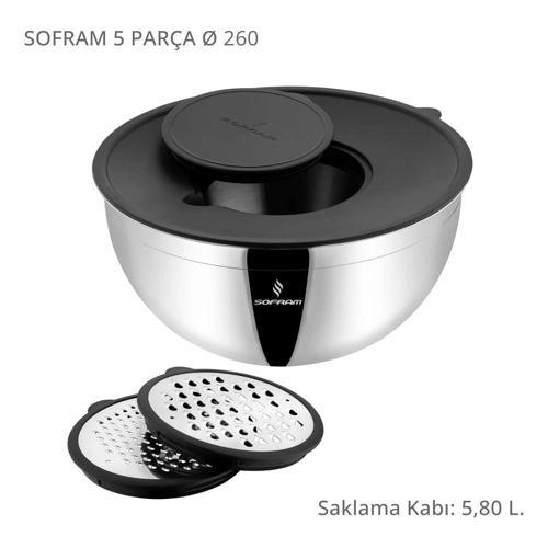 5 Parça 26 cm Karıştırma ve Saklama Kabı 5,80 Litre
