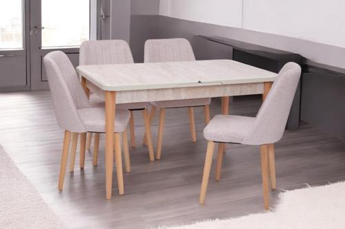 Milano Traverten Boyalı Mdf Mutfak Masa Takımı 80x130
