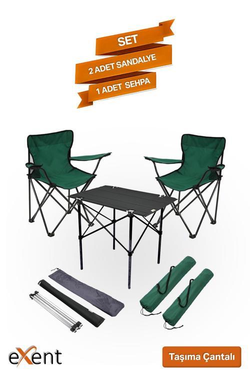 2 adet Rejisör ve 50x70 Kamp Masası SET-Lacivert--Kamp, Piknik masa sandalye seti 2+1