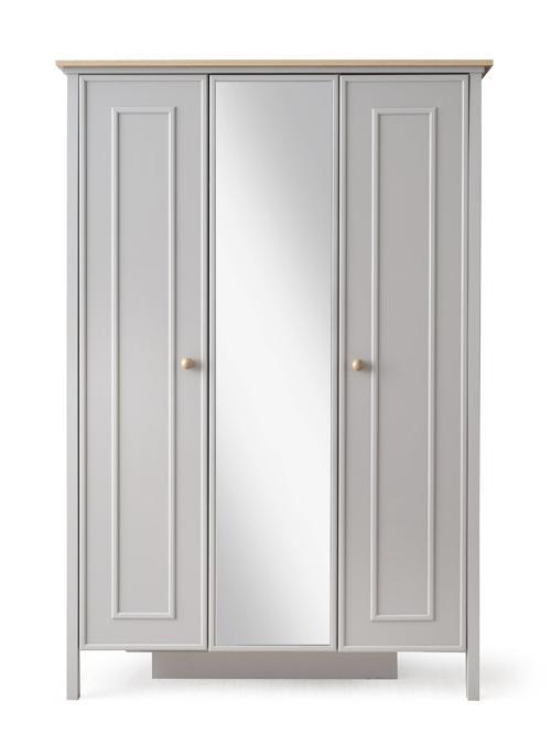 Yakamoz Sis Gri 3 Kapaklı Elbise Dolabı Gardırop 133x56x201cm