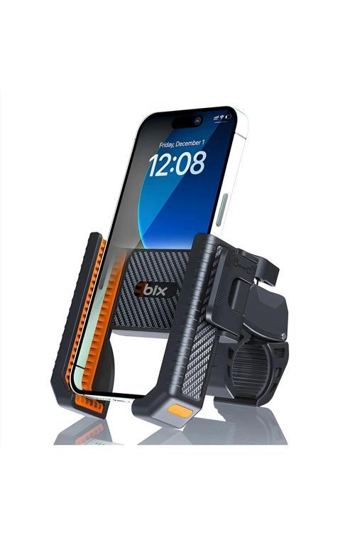 Gidon Bağlantılı Bisiklet Motosiklet için Esnek ABS 4-7.8″ inç Telefon Tutucu 360° Dönebilen Tasarım