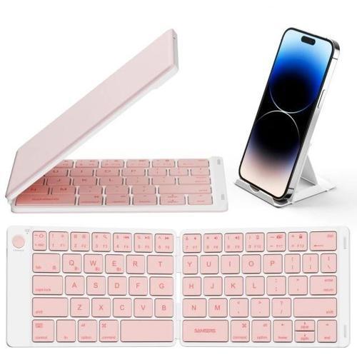 Katlanabilir Bluetooth Klavye (Stand Tutuculu) Pembe BT x 3