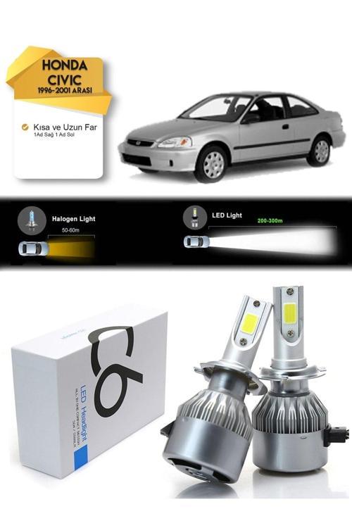 Honda Civic Uzun Far Kısa Far Led Xenon Şimşek Etkili 1996-2001 Arası Uyumlu