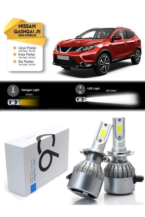 Nissan Qashqai J11 Uzun Far Kısa Far Sis Farı Şimşek Etkili Led Xenon 2014 Üzeri Uyumlu