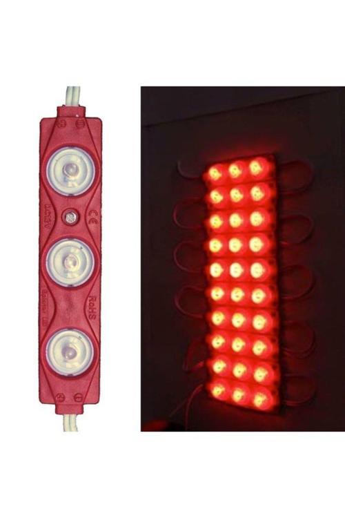 Kırmızı Modül Mercekli 3 Ledli Kablolu Parmak Led 12 V 5 Adet