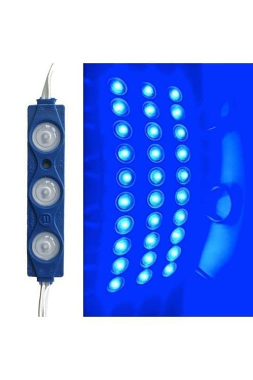 Mavi Modül Mercekli 3 Ledli Kablolu Parmak Led 12 V 5 Adet