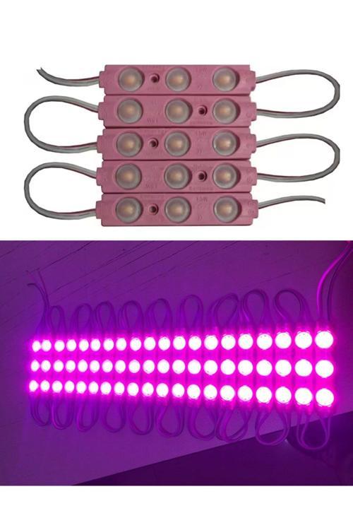 Pembe 3 Ledli Kablolu Parmak Led 12 V 5 Adet