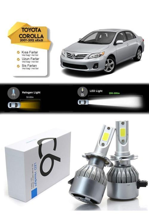 Toyota Corolla Uyumlu Uzun Far Kısa Far Sis Şimşek Etkili Led Xenon 2007-2013 Arası