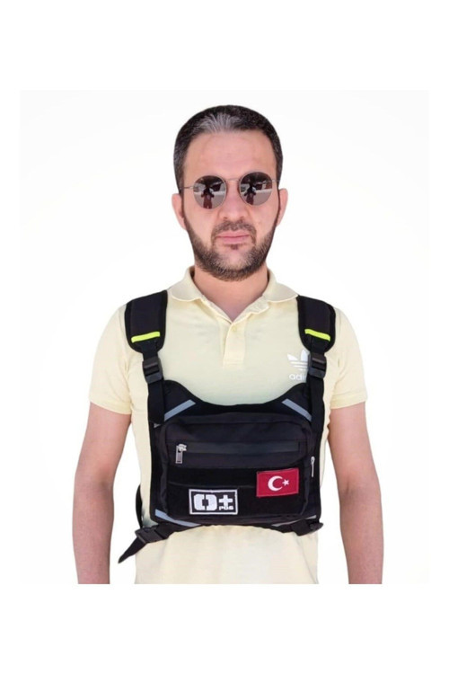 Motorcu Göğüs Çantası Reflektörlü Su Geçirmez Kan Grubu 0Rh