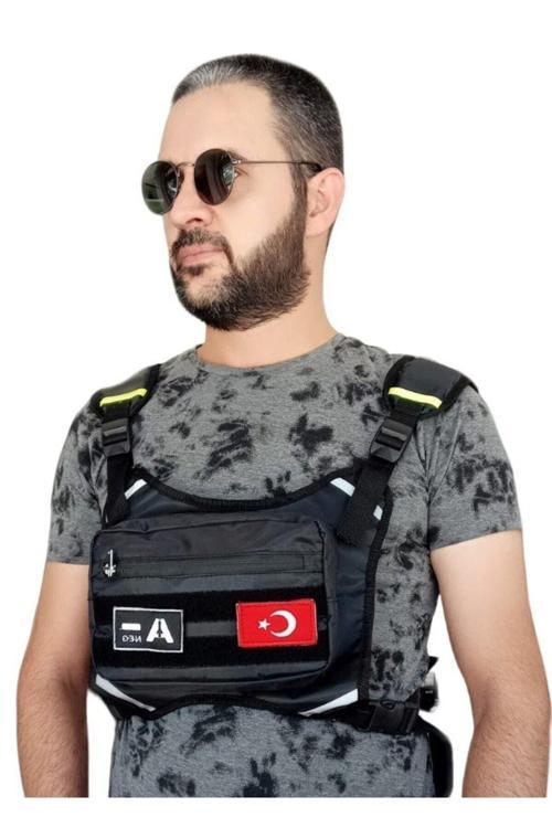 Motorcu Göğüs Çantası Reflektörlü Su Geçirmez Kan Grubu A-