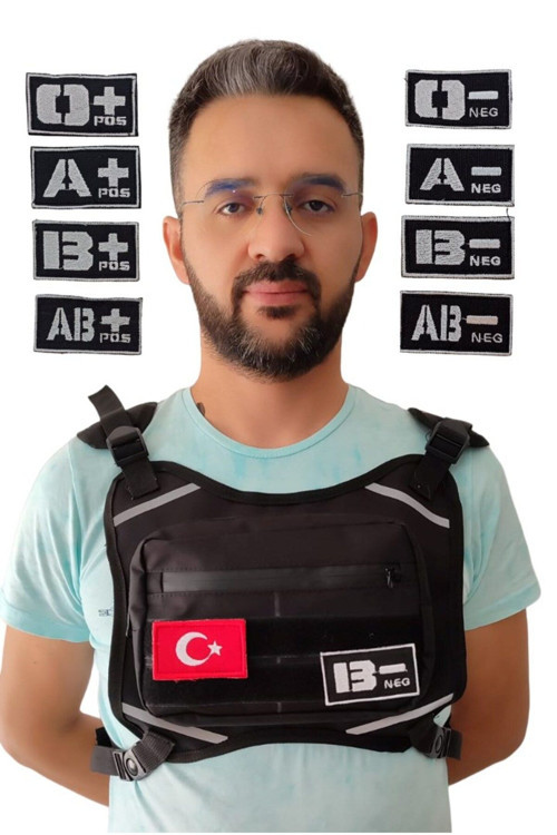Motorcu Göğüs Çantası Reflektörlü Su Geçirmez Kan Grubu Seçenekli