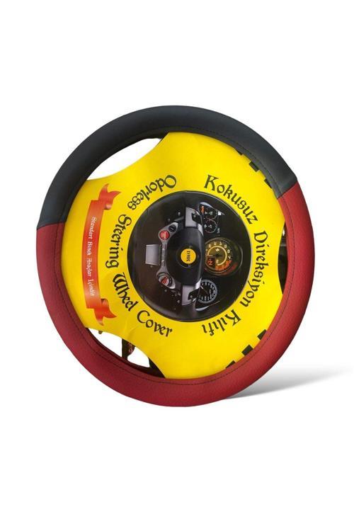 Geçme Direksiyon Kılıfı Bordo Siyah