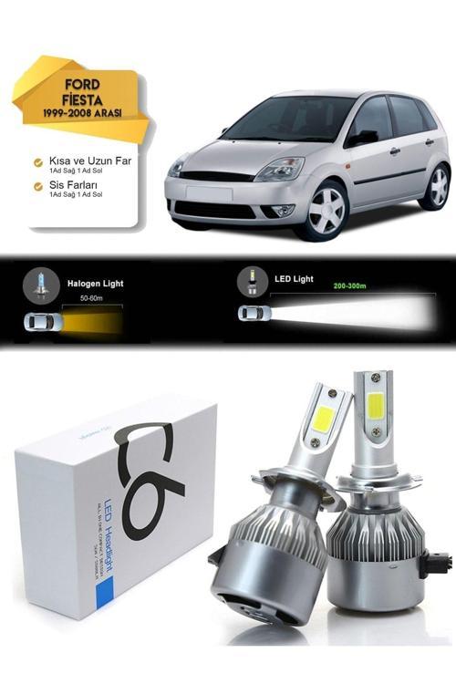 Ford Fiesta Uyumlu Uzun Far Kısa Far Sis Şimşek Etkili Led Xenon 1999-2008 Arası