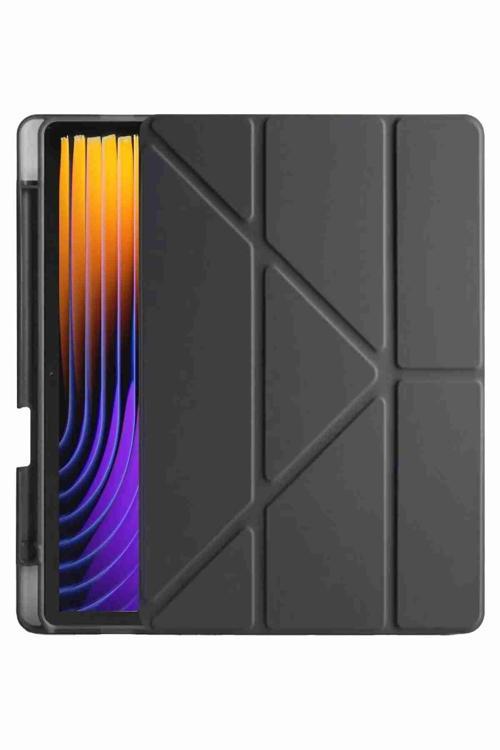 Pad 7 Pro / Pad 7 Uyumlu Kalem Bölmeli Fuchsia Trifolding Akıllı Tablet Kılıfı