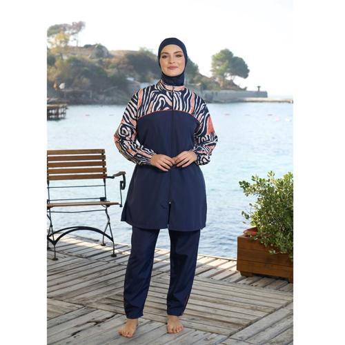 Croplu Fermuarlı Tam Kapalı Tesettür Mayo