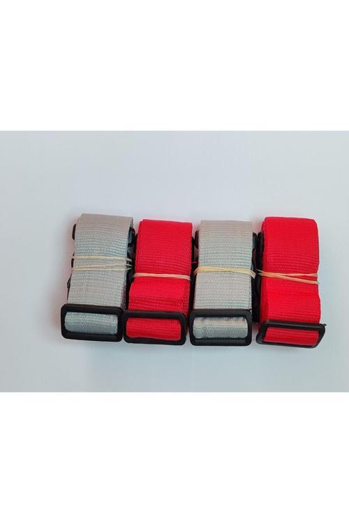 2 Adet Gri 2 Adet Kırmızı Valiz Kemeri 4 Cm Toplam 4 Adet